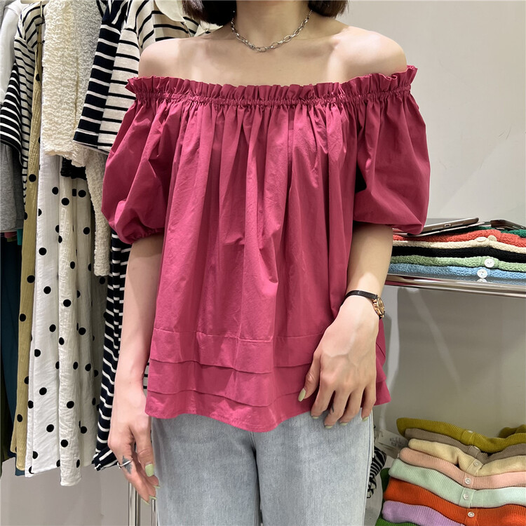 [feeding] Korean style sweet shoulder style shirt 7882-d7# cqw