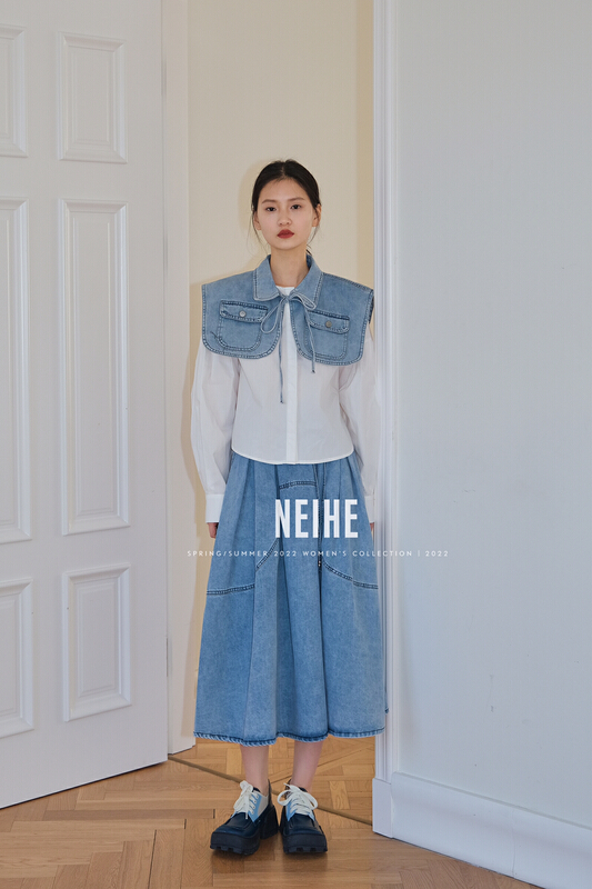 New year in early spring! [neihe] drawstring denim fashion skirt (with waist rope) 22060# zxx