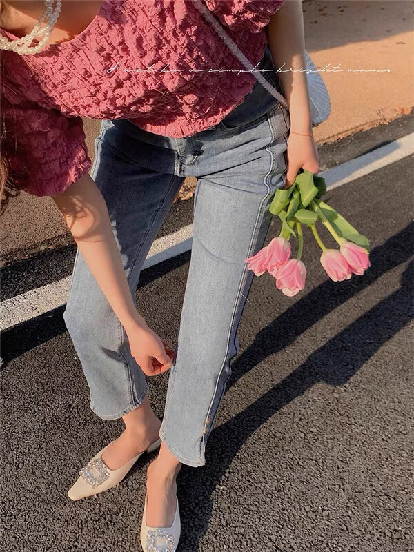 [MS studio] slim little leg straight cropped jeans 09581# PCZ