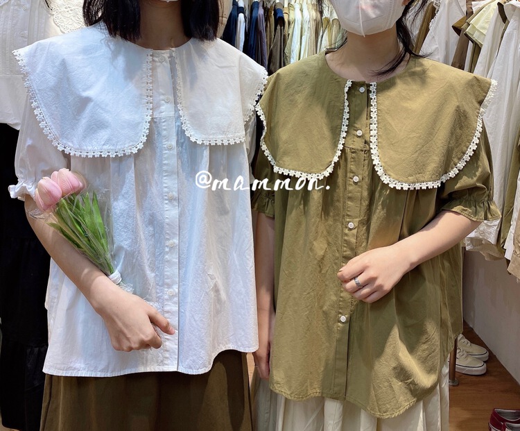 [Mammon] comfortable large lapel versatile shirt 6019# ll