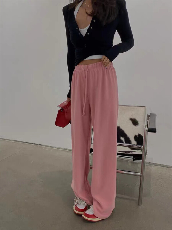 goods in stock! New in early summer! [D +] Korean simple solid color loose wide leg casual pants 7031# lwy