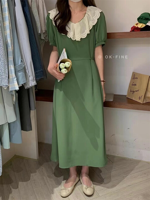 [OK fine] temperament stitching lace lace lace lace up dress 3015# ZSY