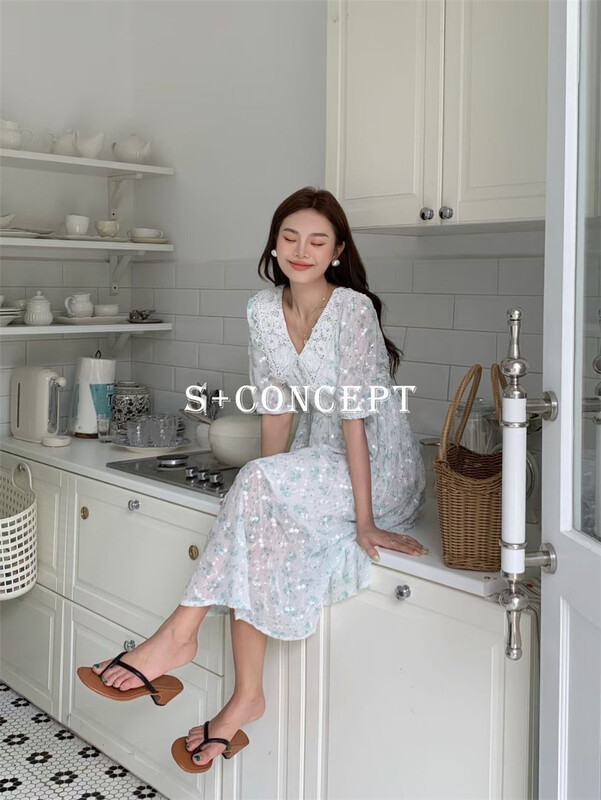 goods in stock! [S +] Korean floral loose dress 8637# cqw