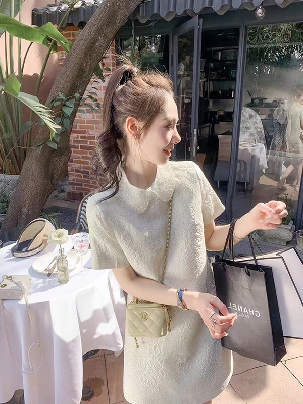 [MQL] simple temperament solid color texture dress 414# CSX