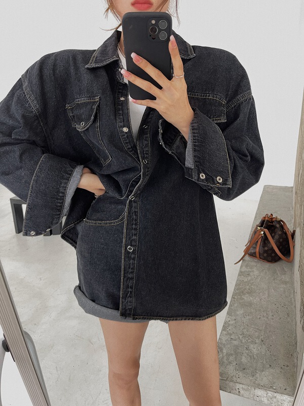 New year in early spring! [wut / N Cola] simple style denim coat + slim casual Shorts Set ys3-8001# LSL
