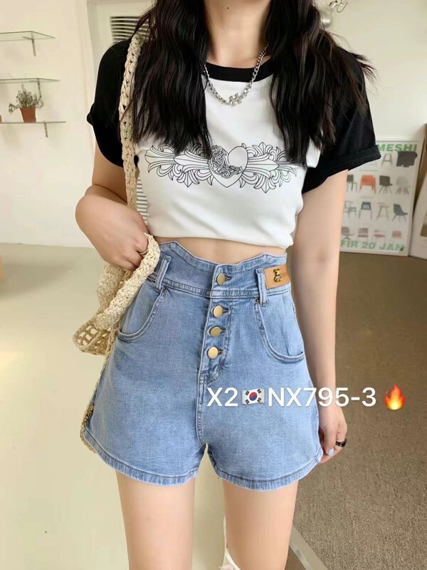 [x2 square] high waist comfortable Korean denim shorts 795-1# ll