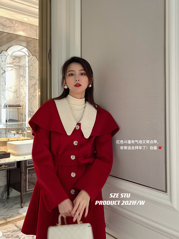 goods in stock! [Sze] elegant new year's temperament cloak fashion coat (with belt) 20121# zxx