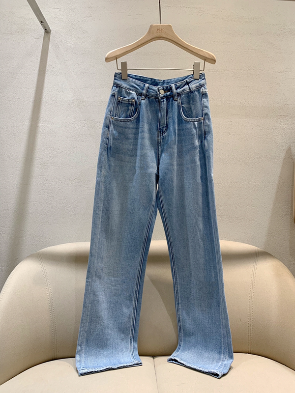 [kakajia] thin high waist loose wide leg drop feeling Tencel jeans 9095# ozq
