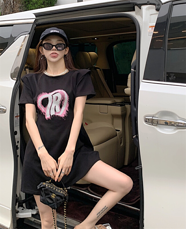 [Fanfan] fashion color blocking letter graffiti slim fitting Spice Girl Dress 5833# JJ