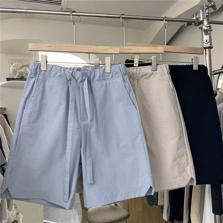 New year in early spring! [young] simple solid color drawstring casual shorts 1028# ZZL