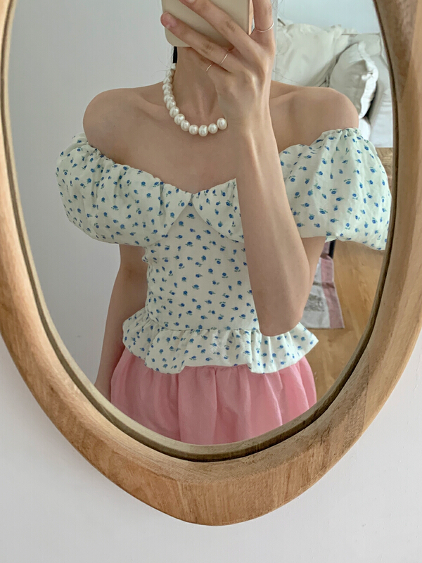 現貨!初夏上新!【NEW OPEN】甜美減齡性感碎花小衫  SY22658#  ZXL