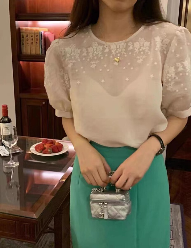 goods in stock! [Susan] Vintage shirt with embroidery design 18303# LSW