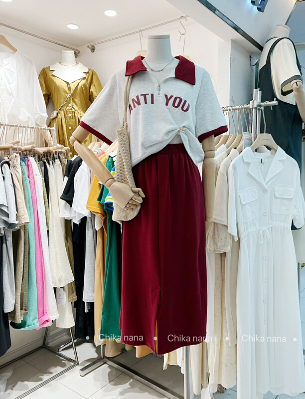 New in early summer! [Yi Jia Yi] Korean Casual Short Sleeve T-Shirt + high waist slim skirt set 620# cqw