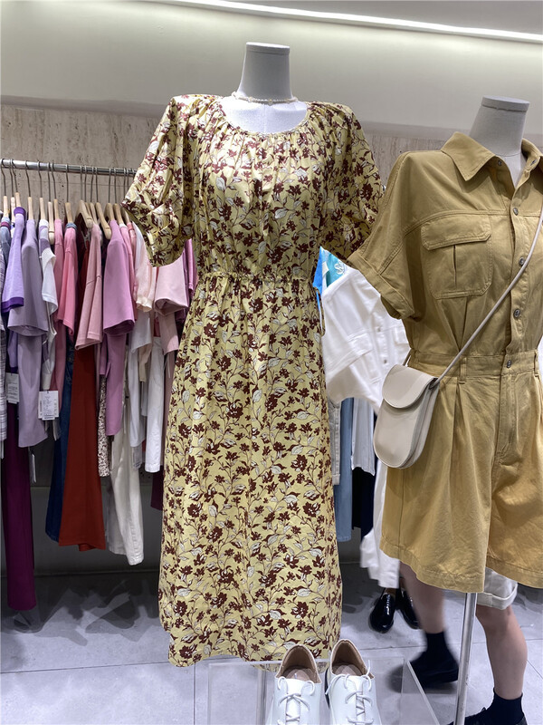 [Boran buran] Vintage Floral waist closing dress 7285# LSW