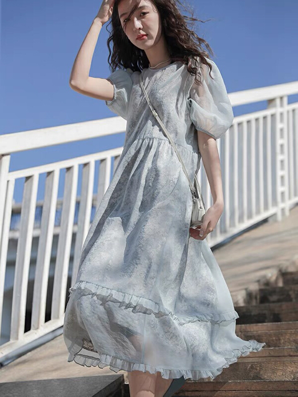 goods in stock! [French style] puff dress with two sleeves