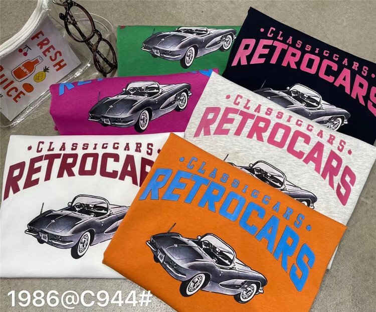 [1986] Korean loose car print short sleeve T-shirt 944# XYY