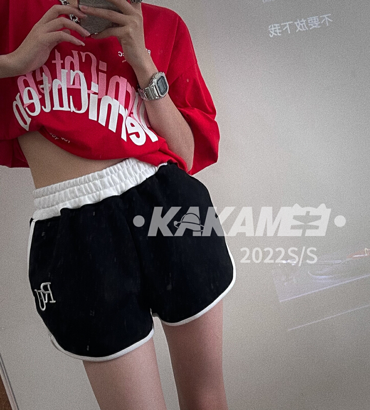 【KAKAMEE】個性刺繡字母包邊休閒短褲  YS1-3956#  LSL