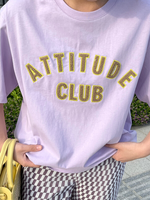 [attitude] round neck versatile cloth embroidered lettered short sleeve T-shirt aq4376# ozq