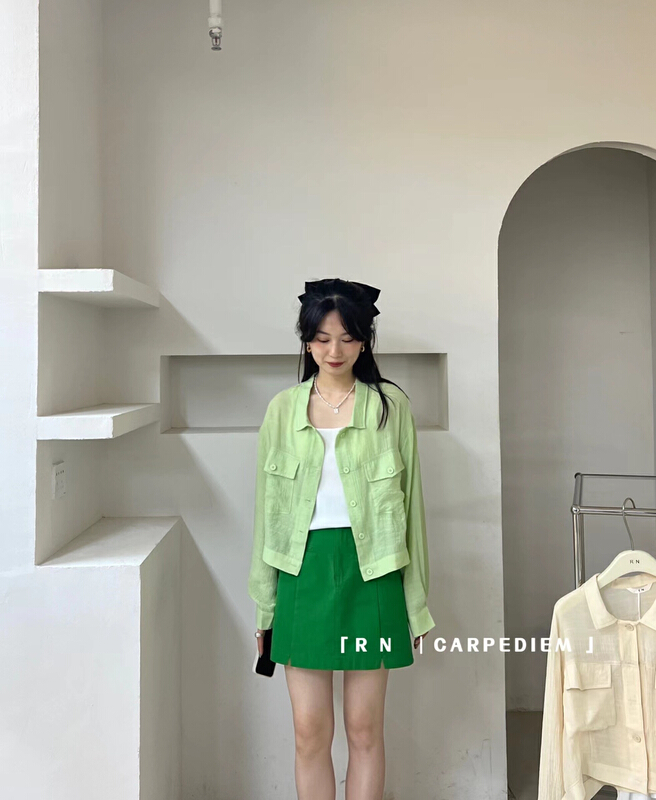 【R N】韓版單排扣設計感小眾長袖襯衫  80901#  LL