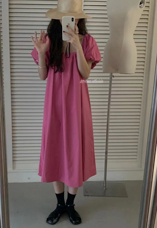 New in early summer! [Jin. C] Korean bubble sleeve backless dress (with waist rope) cc872# XYY