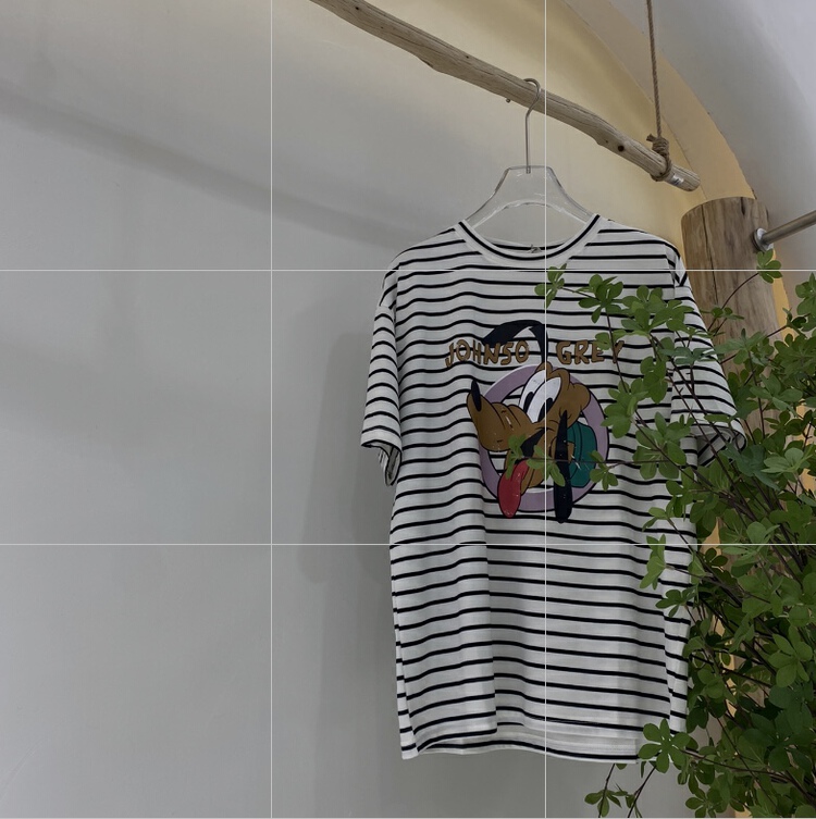 [moo Le] Japanese stripe versatile cartoon short sleeve T-shirt (T-shirt only) 22136# CLS