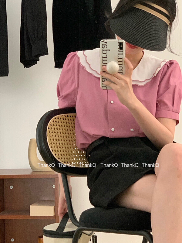 [thankq] Korean double breasted comfortable shirt 6862# zjy