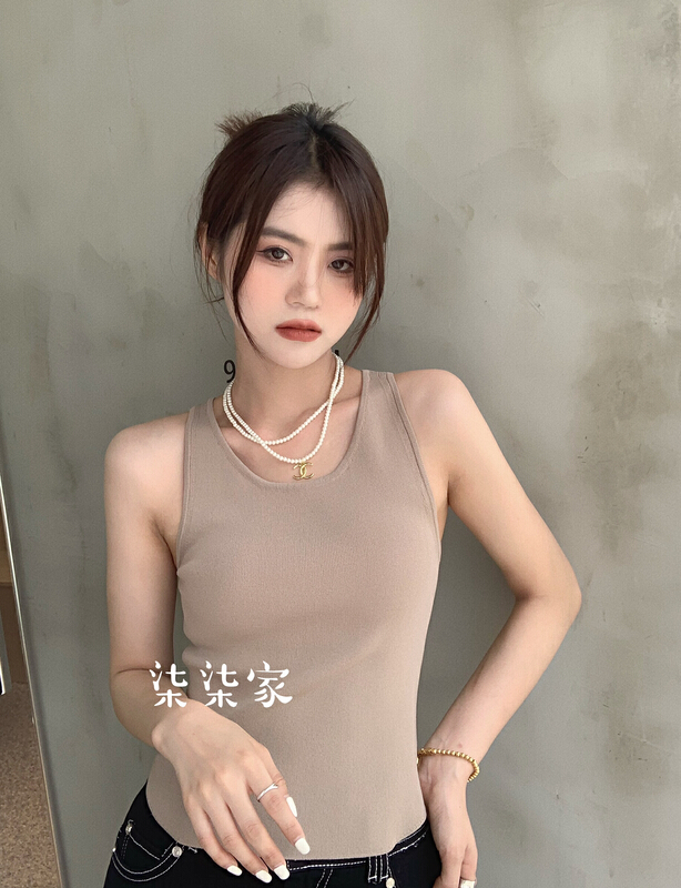 [qiqiyishe] crew neck solid color waistcoat sleeveless sweater 230# XYY