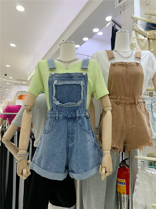 [u.she] Korean casual loose denim suspenders 6269# cqw