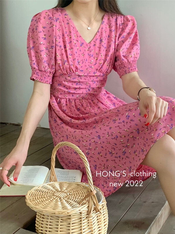 [Hong's] lady V-neck dress 2830# ll