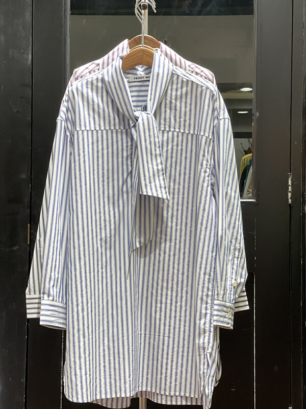New in early summer! [trustme] Korean striped literary style shirt 67260# ozq