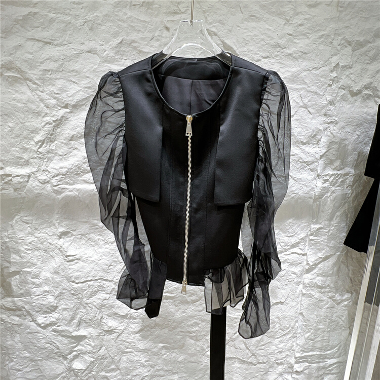 [kunswear] splicing sand sleeve fashion short coat 89031# XYJ