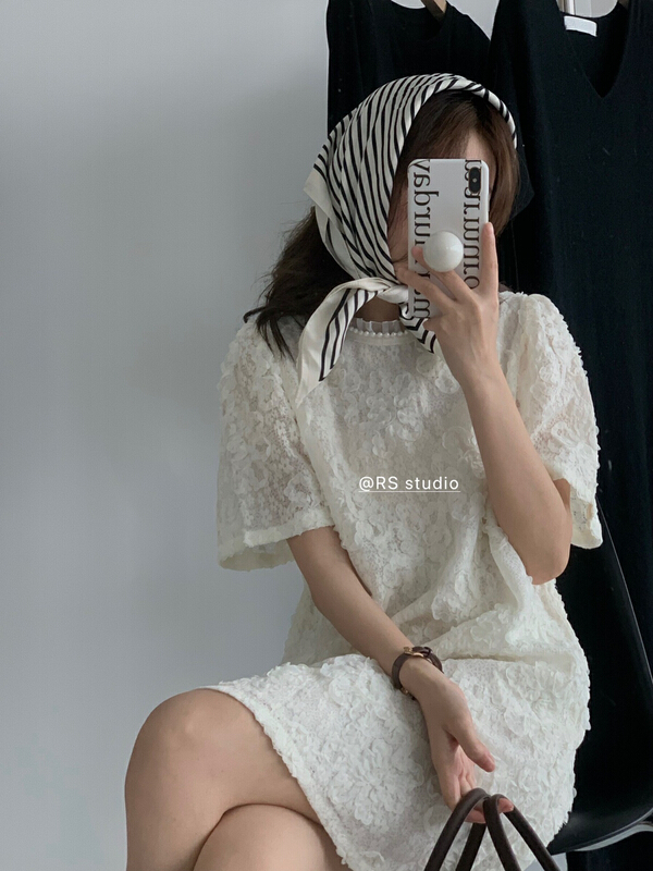 [RS] temperament lady pearl fungus edge collar dress dh2168# XYY