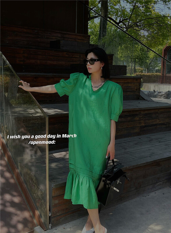[open] V-neck fishtail casual loose dress (skirt only) 3772# ozq