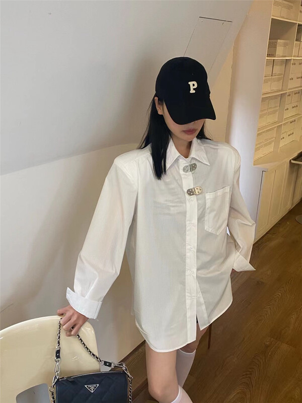 [miss sunflower] metal button design shirt 3480# ozq