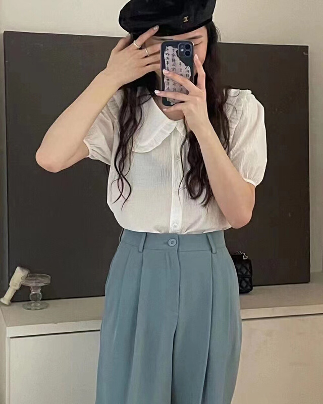 goods in stock! [egg] baby collar single breasted comfortable shirt 22072# ll