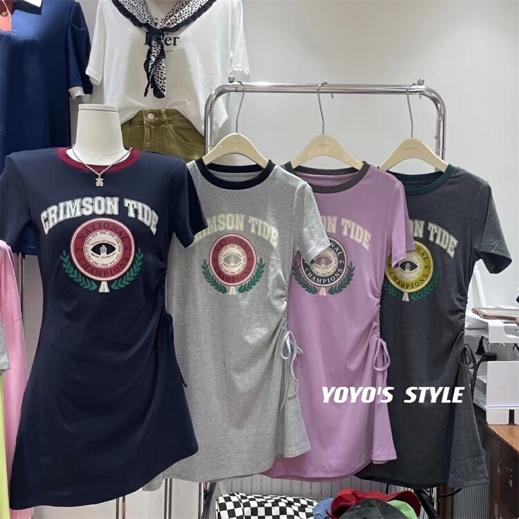 [yoyo's] Korean drawstring print dress 8534# XYY
