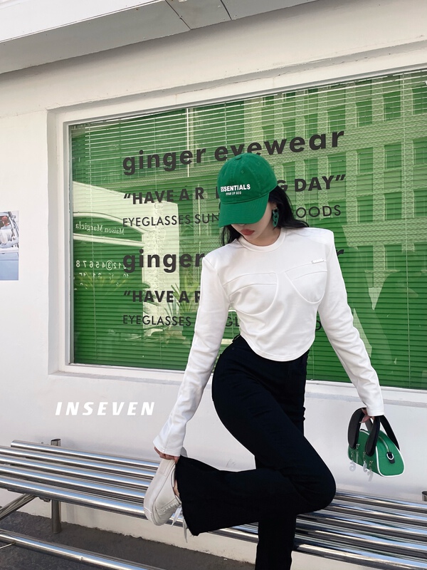 New year in early spring! [inseven] fake two piece shoulder pad versatile long sleeved top bottomed shirt 23666# ozq