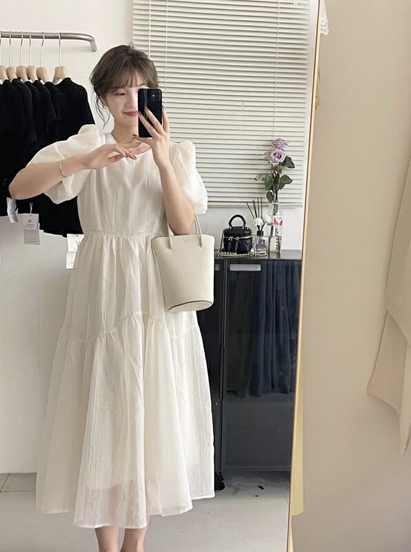 [JH] small fragrance round neck solid dress 41522# PCZ