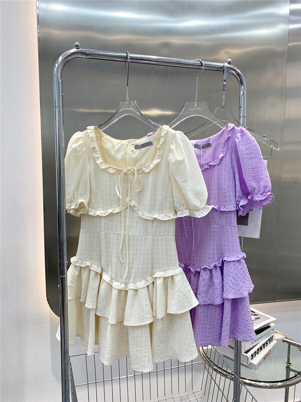 [Linna] Korean sweet fungus bubble sleeve dress 124609# zxx