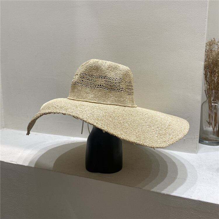 [misslan] ribbon bow beach straw hat Big Brim Hat f007# hyy