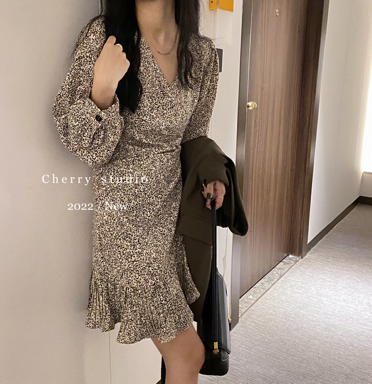 goods in stock! New year in early spring! [cherry studio] floral Pleated Dress b1059# HBx