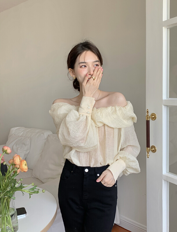 goods in stock! New year in early spring! [timely rain] gentle sweet romantic shirt 05158# WPL