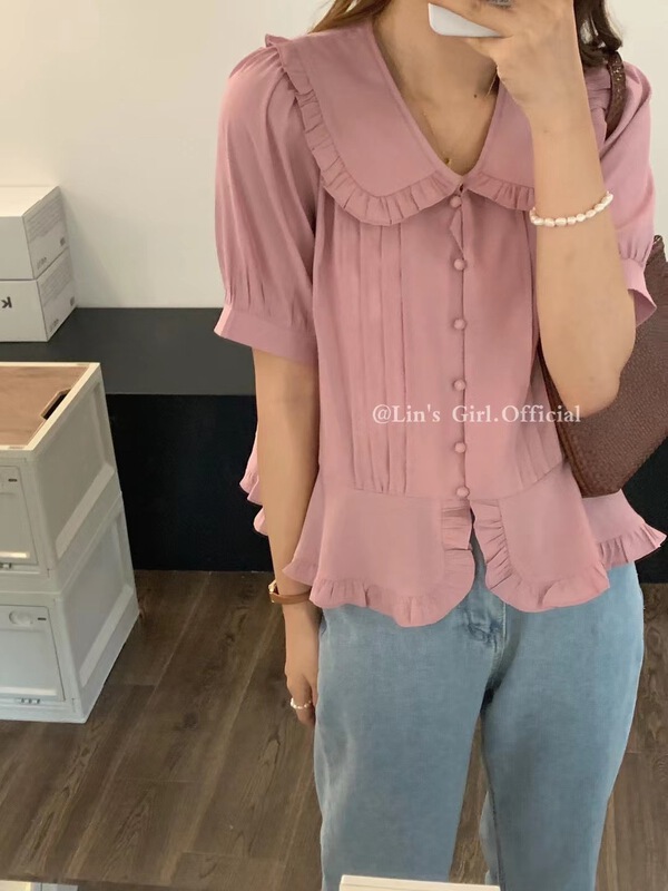 New in early summer! [sugar offices] Korean slim baby collar shirt 1128# HBx