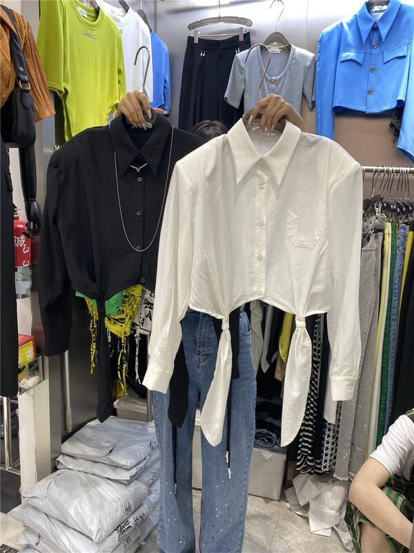 [e.su] Korean textured short shirt 3672# ozq