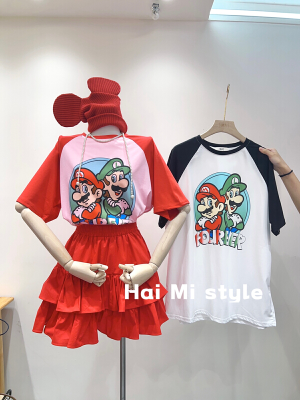 [Haimi] Mickey fashion versatile print short sleeve T-shirt 1818# WTT
