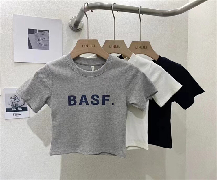 [muzijia] small group design letter short short sleeve T-shirt 66853# XYY