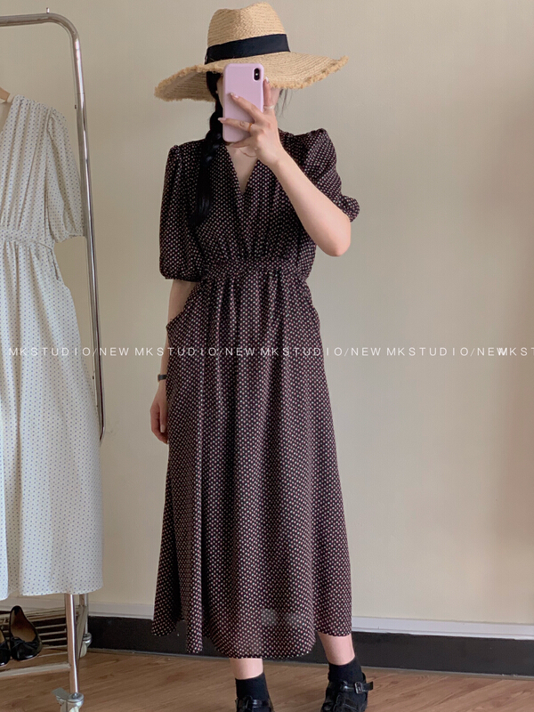 [Chen] fashion temperament broken flower medium length dress 3236# hjy