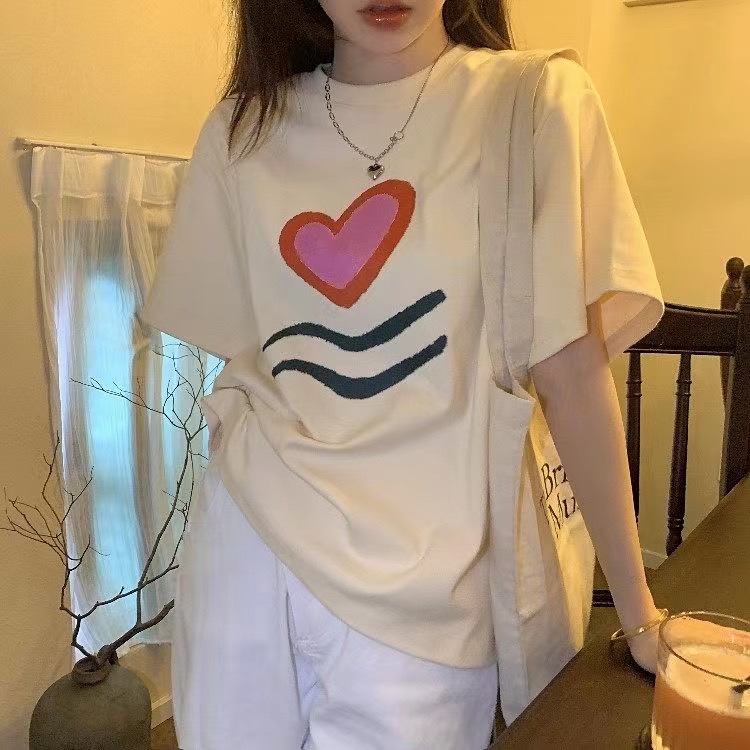 [charming] love versatile thin short sleeve T-shirt 1028# ZSY