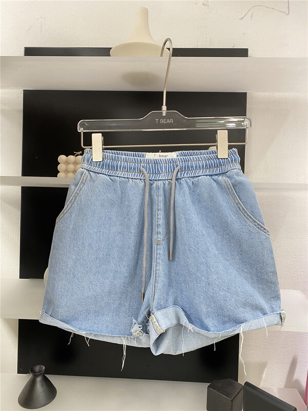 New in early summer! [t.bear] Korean elastic waist drawstring loose denim shorts 8055# zxx