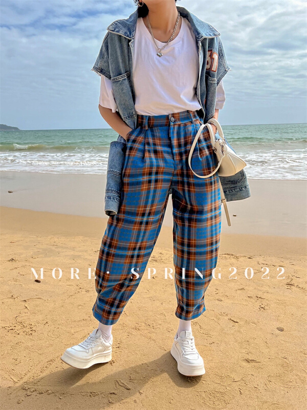 New year in early spring! [more] checkered Korean versatile casual pants 8805# ozq